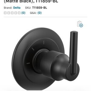 Delta Trinsic Matte Black Diverter Trim T11869-BL